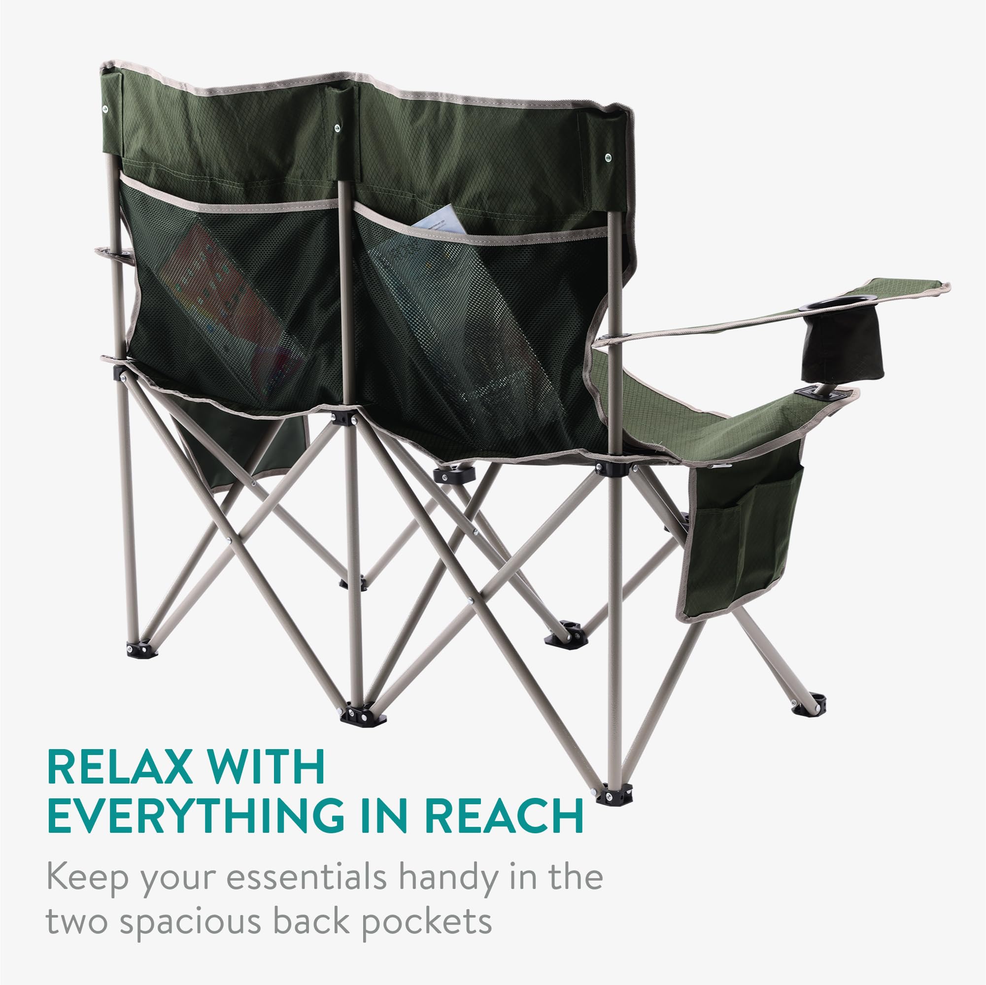 Navaris Folding Camping 2 Seater - Double Camping Chair for Two